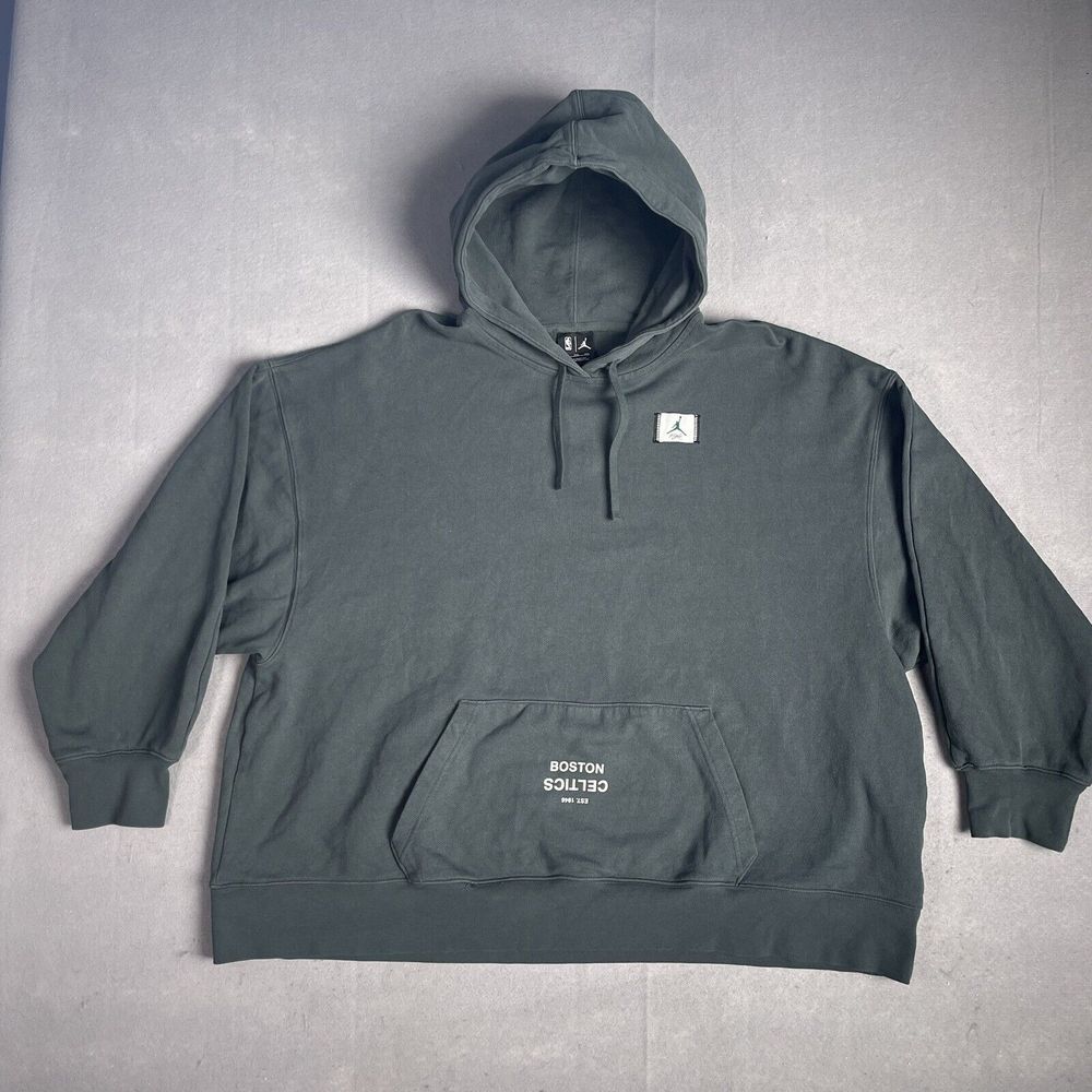 Vintage Nike Flight Boston Celtics Air Jordan Hooded Sweatshirt Men XXL Green 90